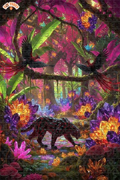 Teona Ahşap لغز خشبي مؤطر بطبقتين على شكل فهد الغابة الكريستالية الغامضة 500 ...