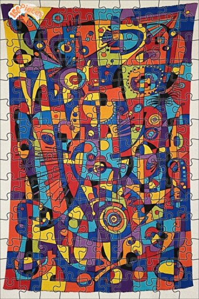 Teona Ahşap لغز خشبي بإطار مزدوج الطبقات بتصميم فني تجريدي هندسي ملون 150 قطع...