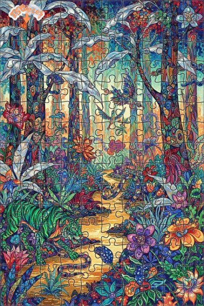 Teona Ahşap Medieval Forest Tiger and Snake Oil Painting Double-Layer Framed ...