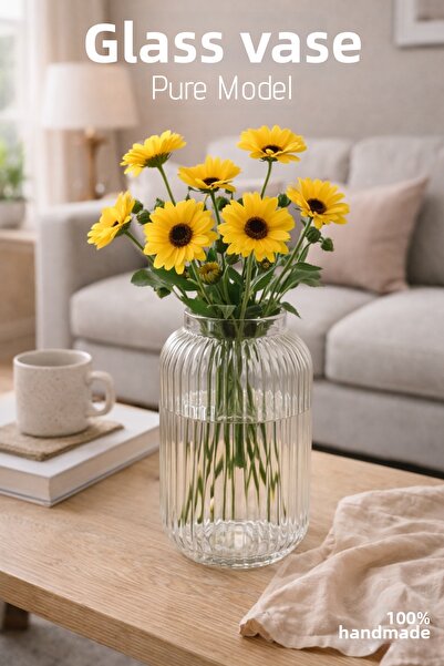 Nandy Home Sticlă lucrată manual, vază model oval pur - vază din sticlă