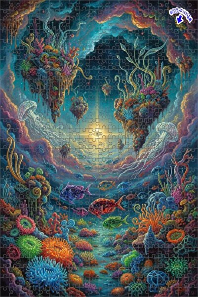 Teona Ahşap لغز خشبي مؤطر بطبقتين بمظهر لوحة زيتية يشبه حلم المحيط الغامض، 60...