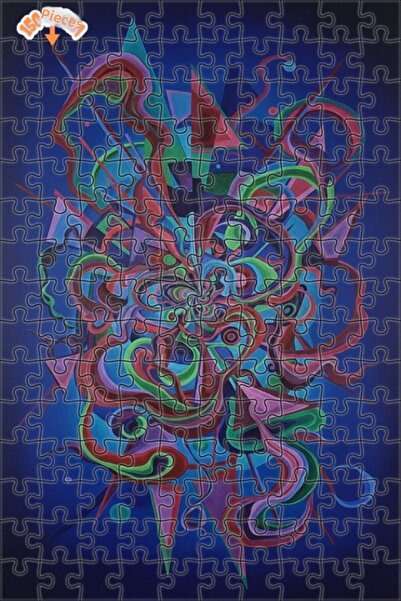 Teona Ahşap Abstract Patterned Oil Painting Look Double Layer Framed Wooden P...