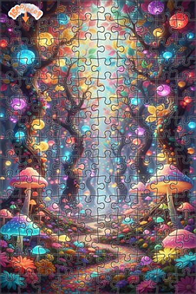 Teona Ahşap أضواء الغابة السحرية، أحجية خشبية ملونة على شكل فطر ذات طبقتين، 1...