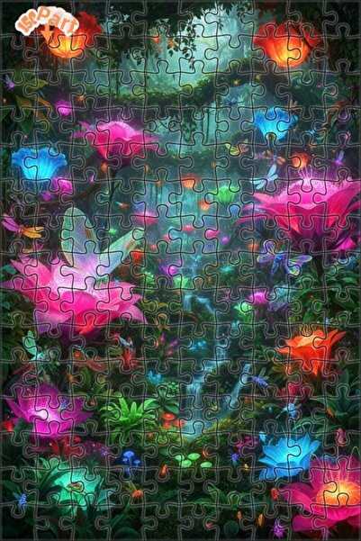 Teona Ahşap ألغاز خشبية ذات طبقتين على شكل فراشات الغابة السحرية وزهور متوهجة...