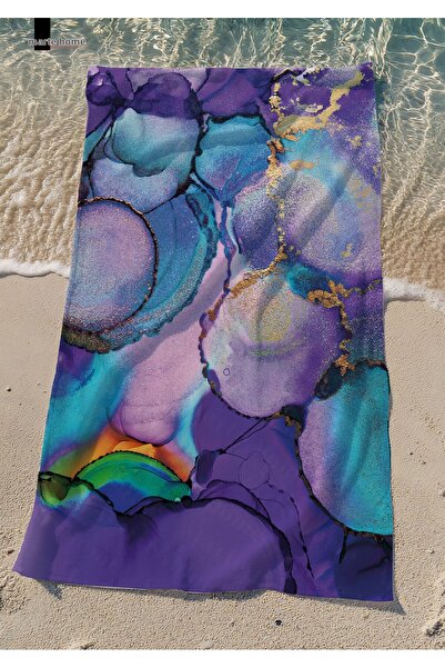 Marte Home منشفة الشاطئ الرخامية الأرجوانية