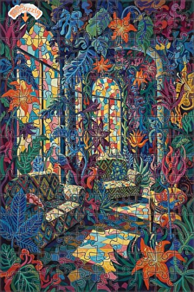 Teona Ahşap طاولة صالون تروبيك، لوح خشبي بتصميم لوحة زيتية، 150 قطعة، 20x30 سم