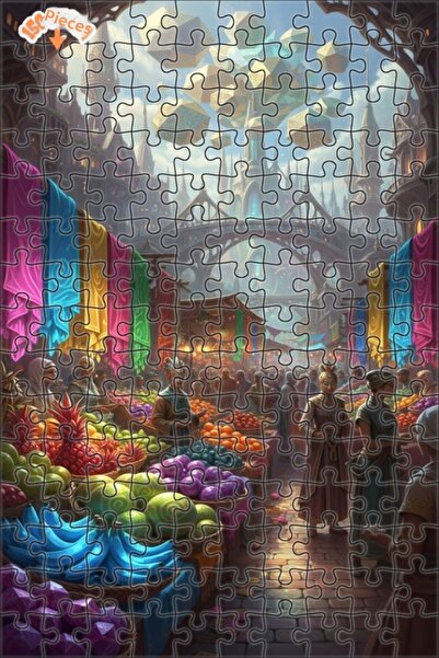 Teona Ahşap لغز فني على شكل لوحة زيتية لسوق المدينة الرائعة 150 قطعة 20x30