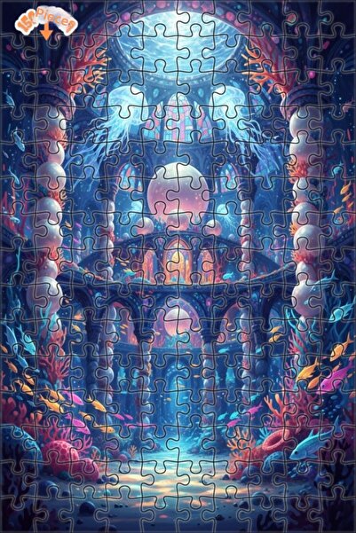 Teona Ahşap Mysterious Underwater Palace Watercolor Look Wooden Puzzle 150 Pi...