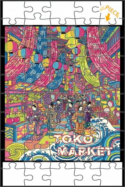 Teona Ahşap Vibrant Colors Japanese Market Look Linear Art Double Layer Frame...