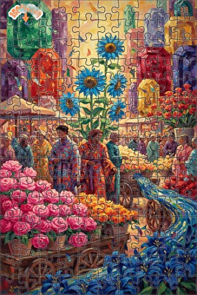 Teona Ahşap Floral Market Beauty Oil Painting Look Wooden Puzzle 150 Pieces 2...