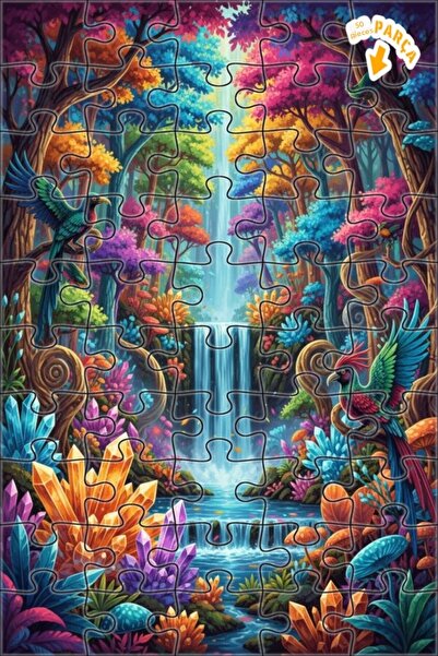 Teona Ahşap لغز فني على شكل شلال غابة كريستالية غامضة بمظهر لوحة زيتية 50 قطع...