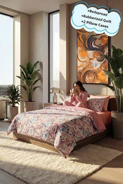 Arte Cotone Set Premium |   Set de lenjerie de pat cu cearșaf elastic |   Cuplu