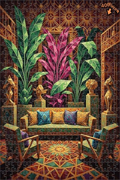 Teona Ahşap لغز خشبي على شكل زاوية غابة سحرية بمظهر لوحة زيتية 400 قطعة 35x35
