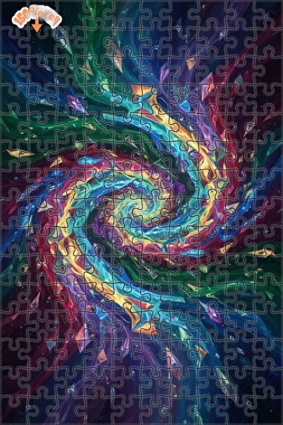 Teona Ahşap Rainbow Galaxy Spiral Appearance Oil Painting Double-Layer Framed...