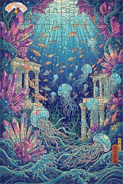 Teona Ahşap Magical Submarine Crystal Palace Oil Painting Lookalike Wooden Pu...