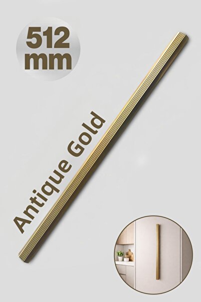 Badem10 Mâner de sertar galben antic cu dungi TOROS, 512 mm, metalic, cu fini...