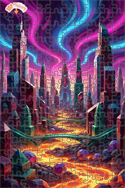 Teona Ahşap Crystal City Legend Double Layer Framed Wooden Puzzle 150 Pieces ...