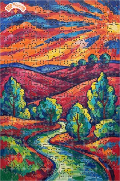 Teona Ahşap ألوان نابضة بالحياة، منظر نهرية على التلال العالية، لغز خشبي مؤطر...