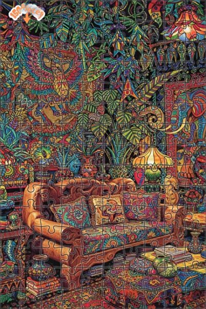 Teona Ahşap لغز خشبي بتصميم منزل الغابة الاستوائية مع رسم زيتي 150 قطعة 20x30