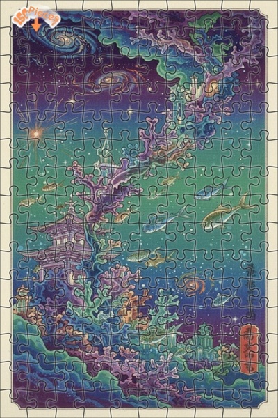 Teona Ahşap لغز خشبي على شكل مدن كونية تحت الماء مرسومة بالزيت 150 قطعة 20x30