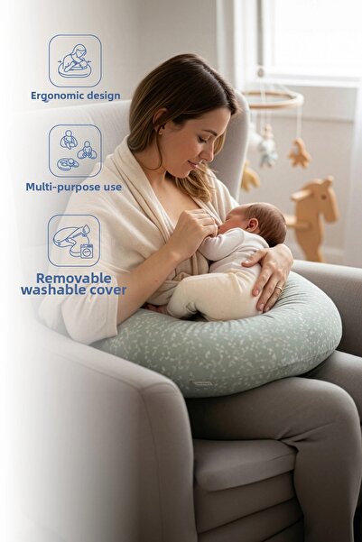 Babyjem وسادة الرضاعة والدعم زهرة النعناع