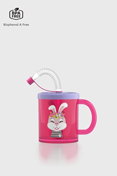 Renga Ruby Rabbit Patterned 210 ml Pp Baby Cup with Straw and Handle 142003 P...