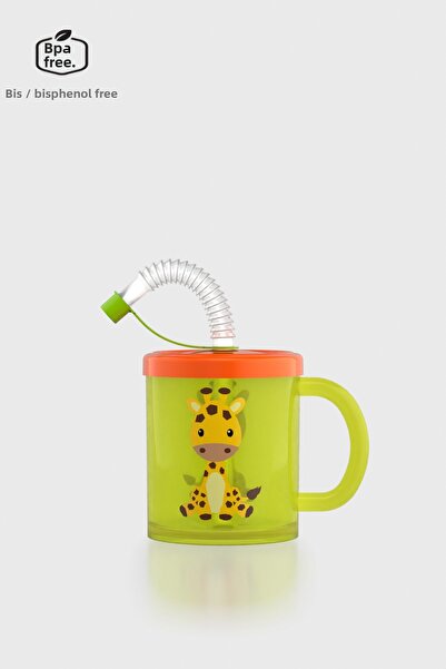 Renga كوب أطفال منقوش على شكل زرافة روبي سعة 210 مل من البولي بروبلين مع مصاص...