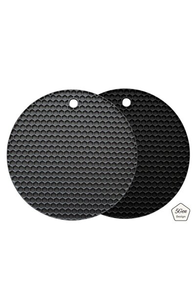 5Gen Tasarım Gray Black Silicone Trivet & Griddle Plate Shaper, Honeycomb Pat...