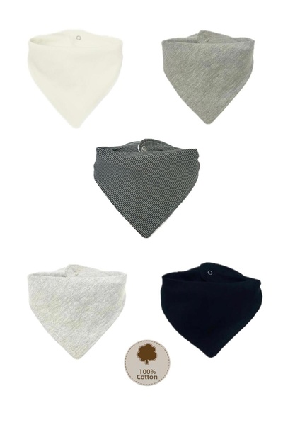 Lumos Trade 5 قطع من الوشاح باللون الرمادي - 100% قطن، مريلة للطعام واللعاب ب...