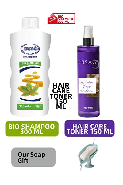 Ersağ Bio Shampoo 300 ml and Hair Care Tonic 150 ml - Our Soap Dispenser Gift...