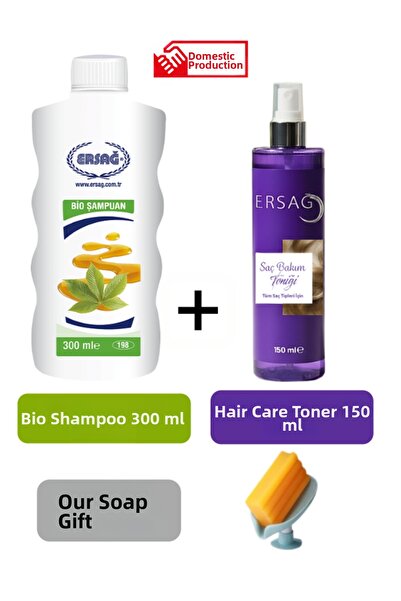 Ersağ Ersag Bio Shampoo 300 ml and Hair Care Tonic 150 ml - Our Soap Dispense...