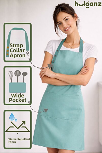 Hulganz Kitchen Apron Stain Resistant Water Repellent Fabric with Snap Fasten...
