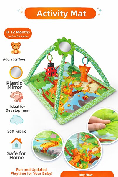 İDEXAL سجادة أنشطة للأطفال مع ألعاب ومرآة