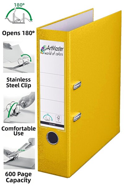Artmaster Office Folder Yellow Wide 1 Piece Plastic Wide Yellow Folder with R...