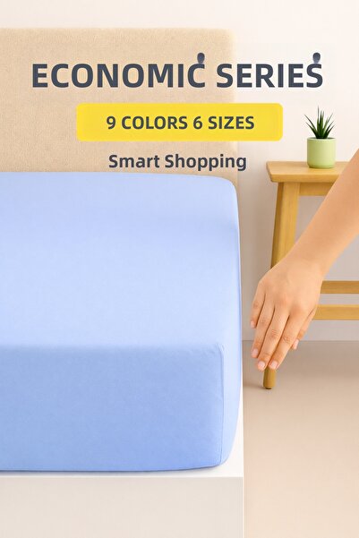 SHome Combed Cotton Elastic Sheet – Economic Series |   9 Colors, 6 Size Options