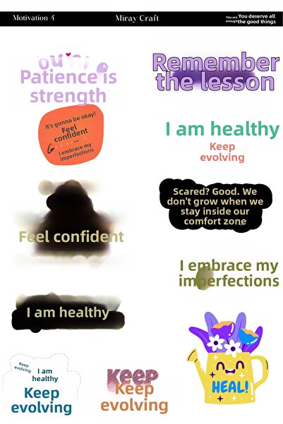 MirayDesign 1 Foaie de autocolante tematice motivaționale – Jurnal și planifi...