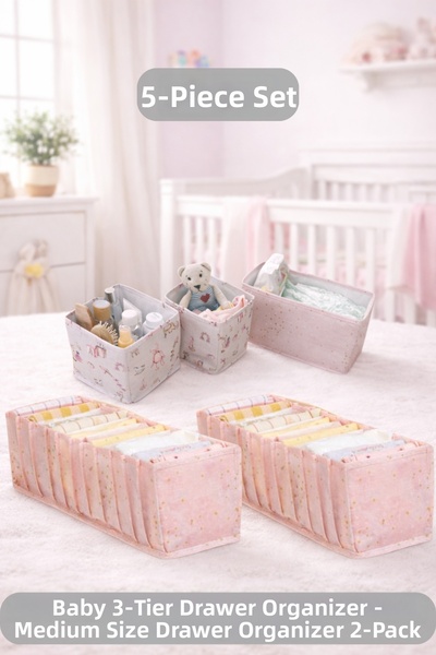 PONÇİK BEBEK مجموعة منظمات الأدراج والغرف المكونة من 5 قطع، منظم أدراج متوسط ...