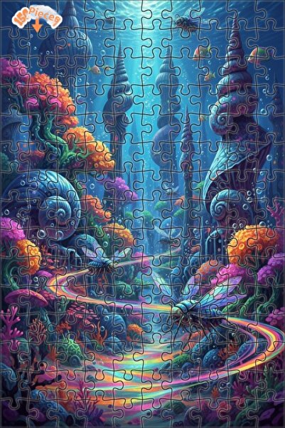 Teona Ahşap لغز خشبي على شكل مدينة الغواصة السحرية مرسومة بالزيت 150 قطعة 20x30