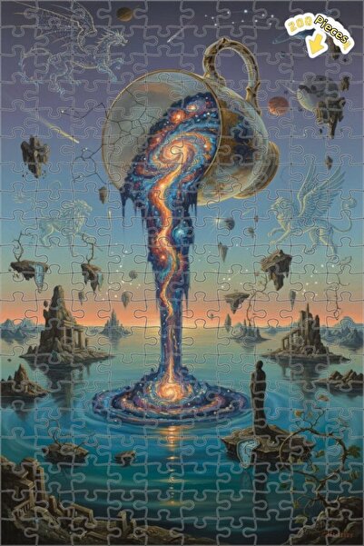 Teona Ahşap لغز خشبي مؤطر بطبقتين بتصميم لوحة زيتية لتدفق الكون 200 قطعة 25x35