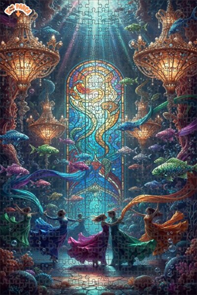 Teona Ahşap لغز خشبي بتصميم رقصة الأسماك السحرية تحت الماء، 500 قطعة، 50×30 سم