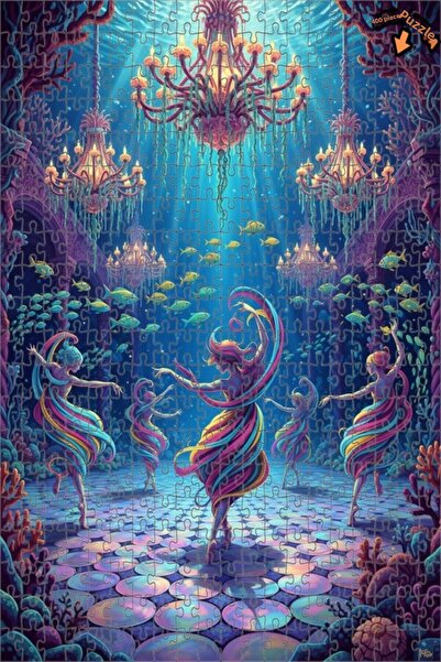 Teona Ahşap لغز خشبي ذو طبقتين بتصميم فني خطي ملون للرقص السحري تحت الماء، 40...