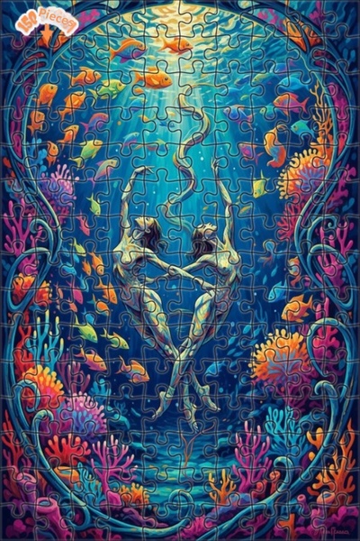 Teona Ahşap Underwater Dance Oil Painting Lookalike Artwork Double Layer Fram...