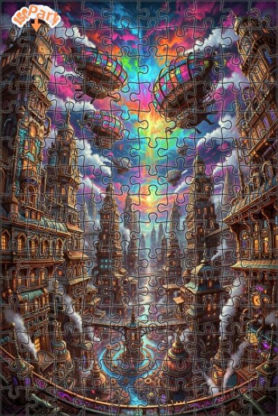 Teona Ahşap لغز خشبي بإطار مزدوج الطبقات بمظهر لوحة زيتية على طراز مدينة السم...