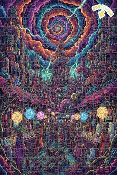 Teona Ahşap لغز خشبي مؤطر ذو طابقين بتصميم سوق المدينة الساحرة الخيالية، مرسو...