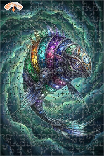 Teona Ahşap لغز خشبي مؤطر بطبقتين على شكل سمكة قوس قزح بتصميم فني حديث 150 قط...