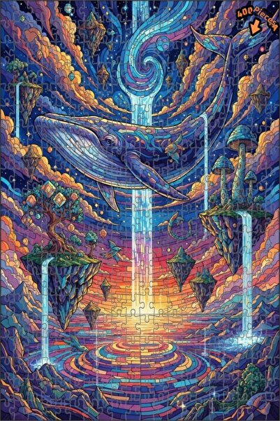 Teona Ahşap لغز خشبي ذو طابقين بإطار مزدوج بتصميم زجاجي ملون لسفينة الحوت اله...