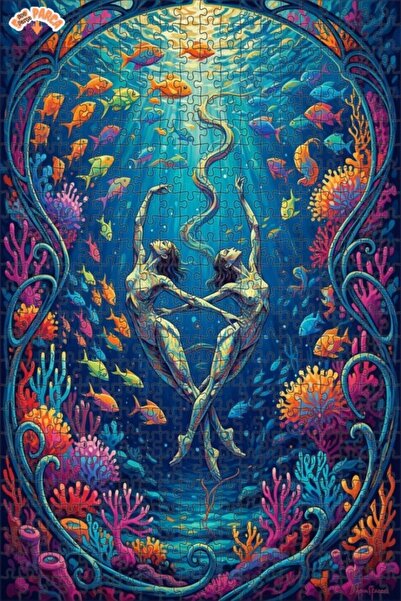 Teona Ahşap Underwater Dance Oil Painting Lookalike Artwork Double Layer Fram...