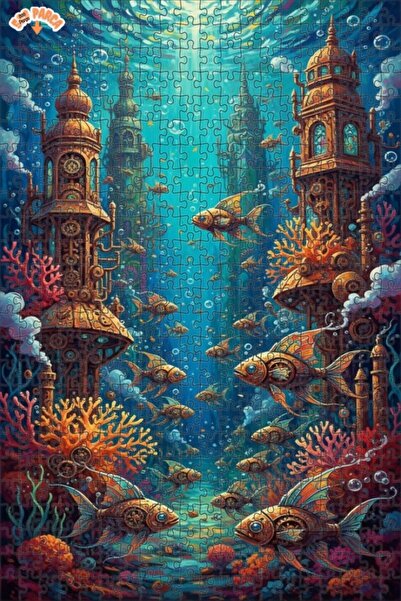 Teona Ahşap لغز خشبي بإطار مزدوج الطبقات بتصميم مدينة ستيمبانك تحت البحر بمظه...