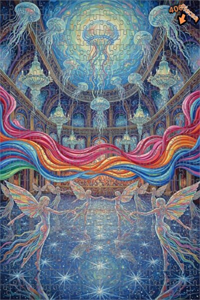 Teona Ahşap لغز خشبي ذو طبقتين على شكل جنية بأجنحة قوس قزح وكرة قنديل البحر 4...