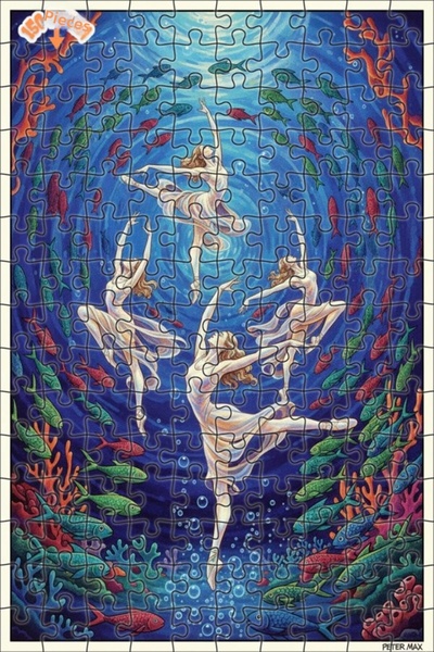 Teona Ahşap لغز خشبي على شكل راقصات الباليه يرقصن تحت الماء، مزين بطلاء زيتي،...